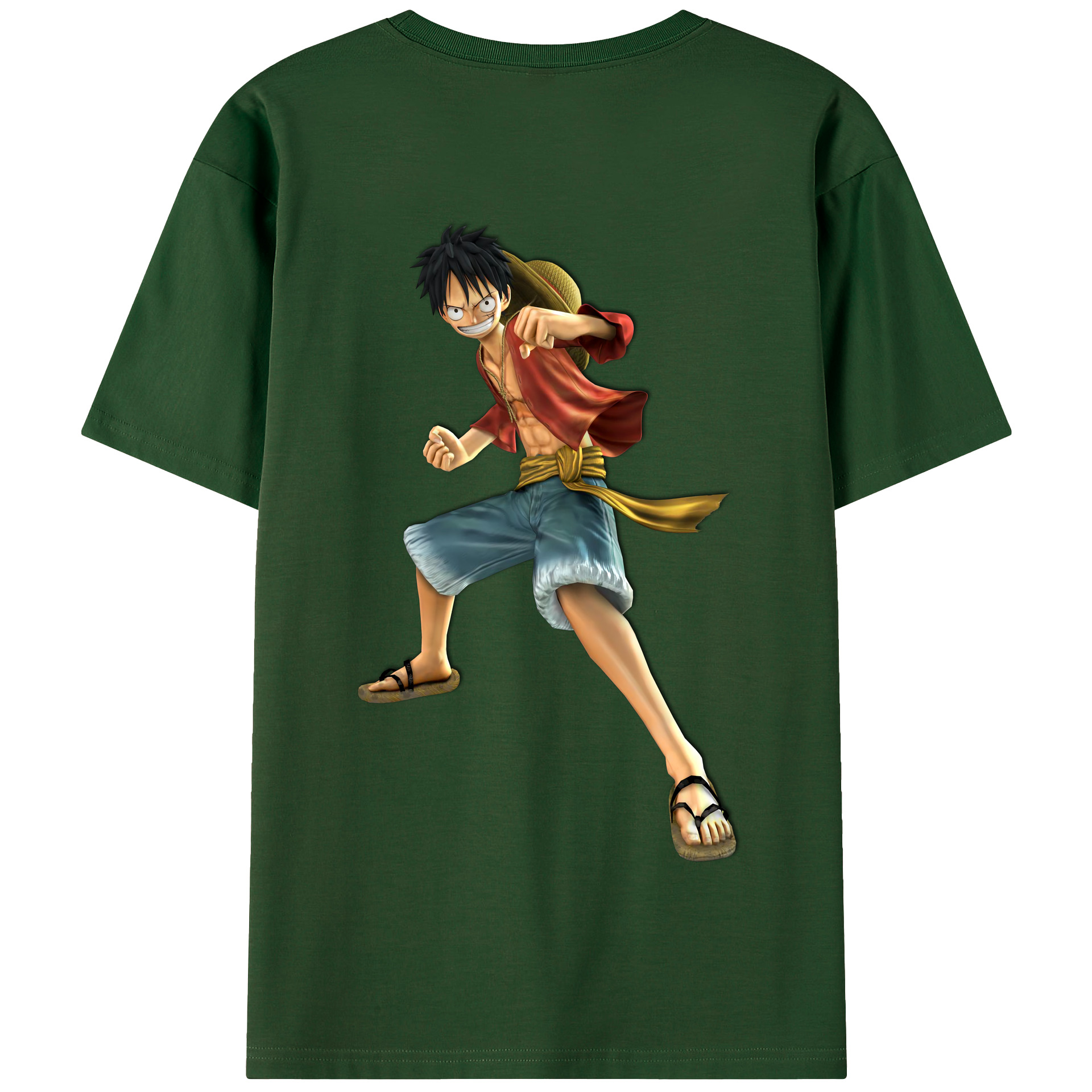 ワンピース モンキー・D・ルフィ ONE PIECE Monkey D. Luffy 綿100％半袖Tシャツ（背面プリント）